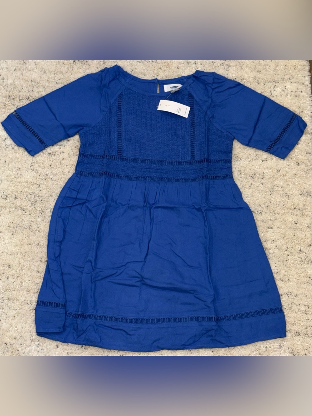 NWT Old Navy Girls Blue Embroidered Shift Dress Size Small 6-7 Short Sleeve
